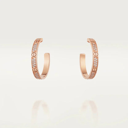 [⭐Glow]LOVE DIAMOND PINK GOLD HOOP EARRINGS