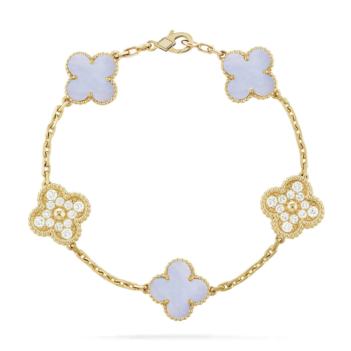 [⭐Glow] CLOVER 5 MOTIF PURPLE CHALCEDONY BRACELET COLLECTION