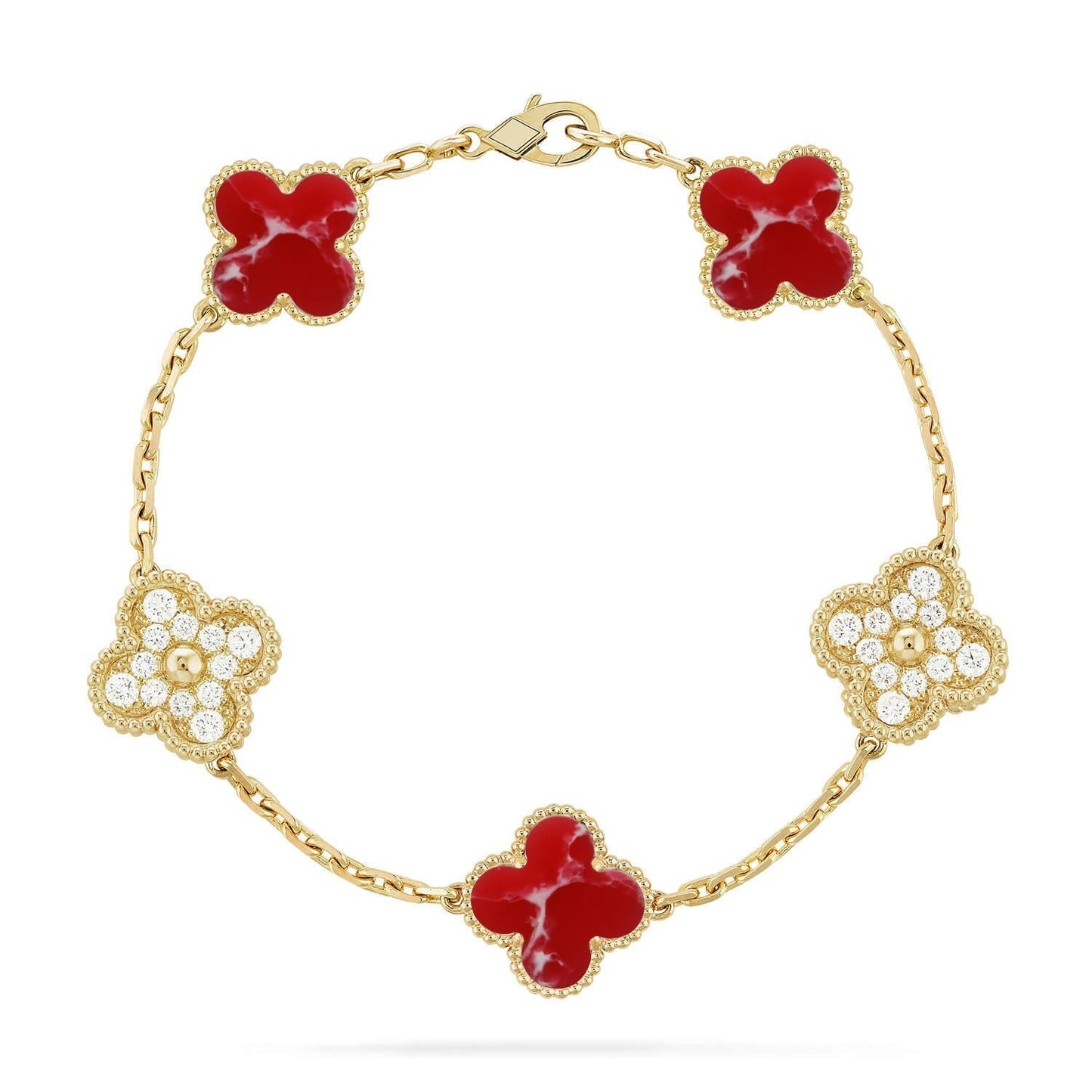 [⭐Glow]CLOVER 5 MOTIF RED PATTERN BRACELET COLLECTION