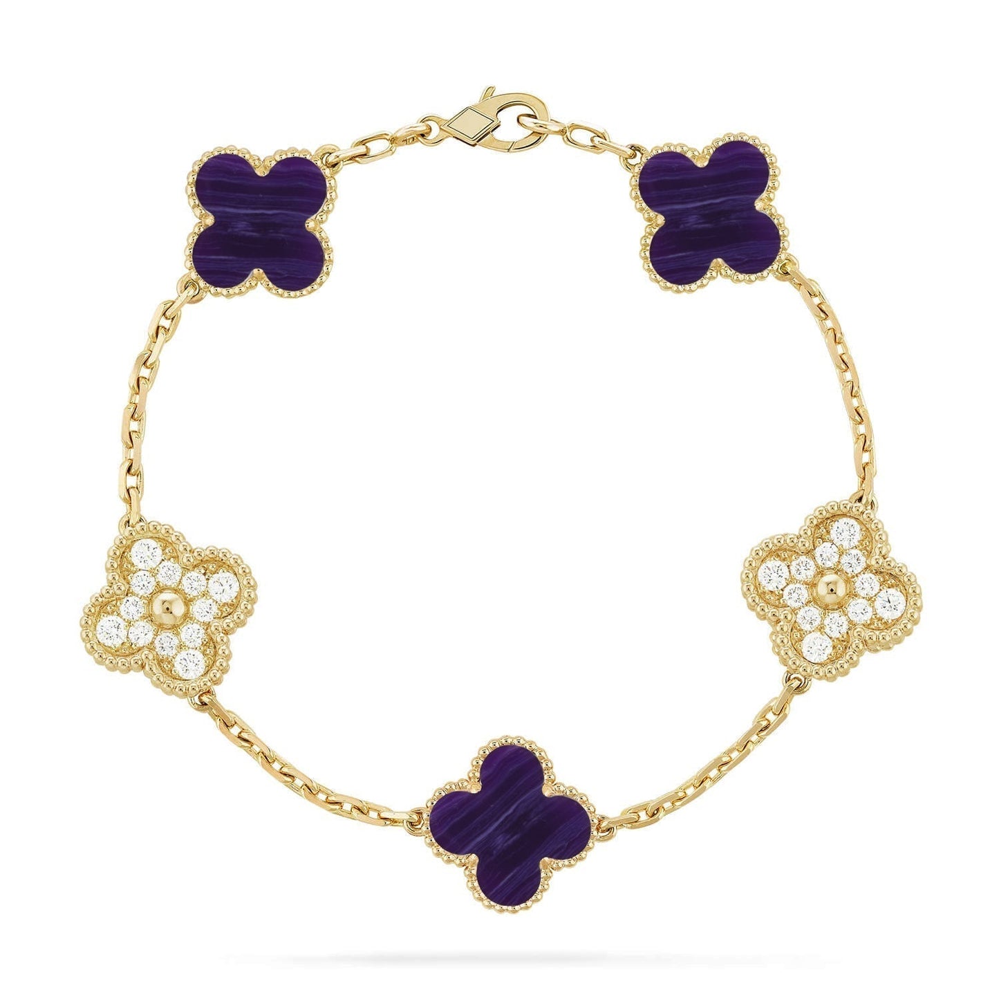 [⭐Glow]CLOVER 5 MOTIF PURPLE STRIPES BRACELET COLLECTION