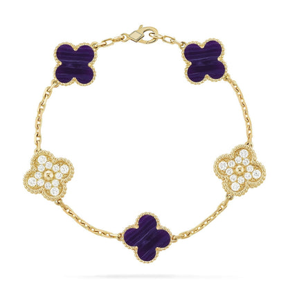 [⭐Glow]CLOVER 5 MOTIF PURPLE STRIPES BRACELET COLLECTION