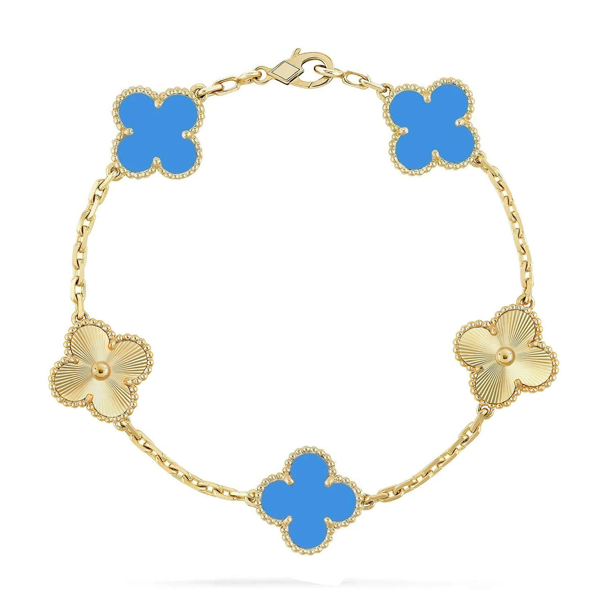 [⭐Glow] CLOVER 5 MOTIF BLUE AGATE BRACELET COLLECTION