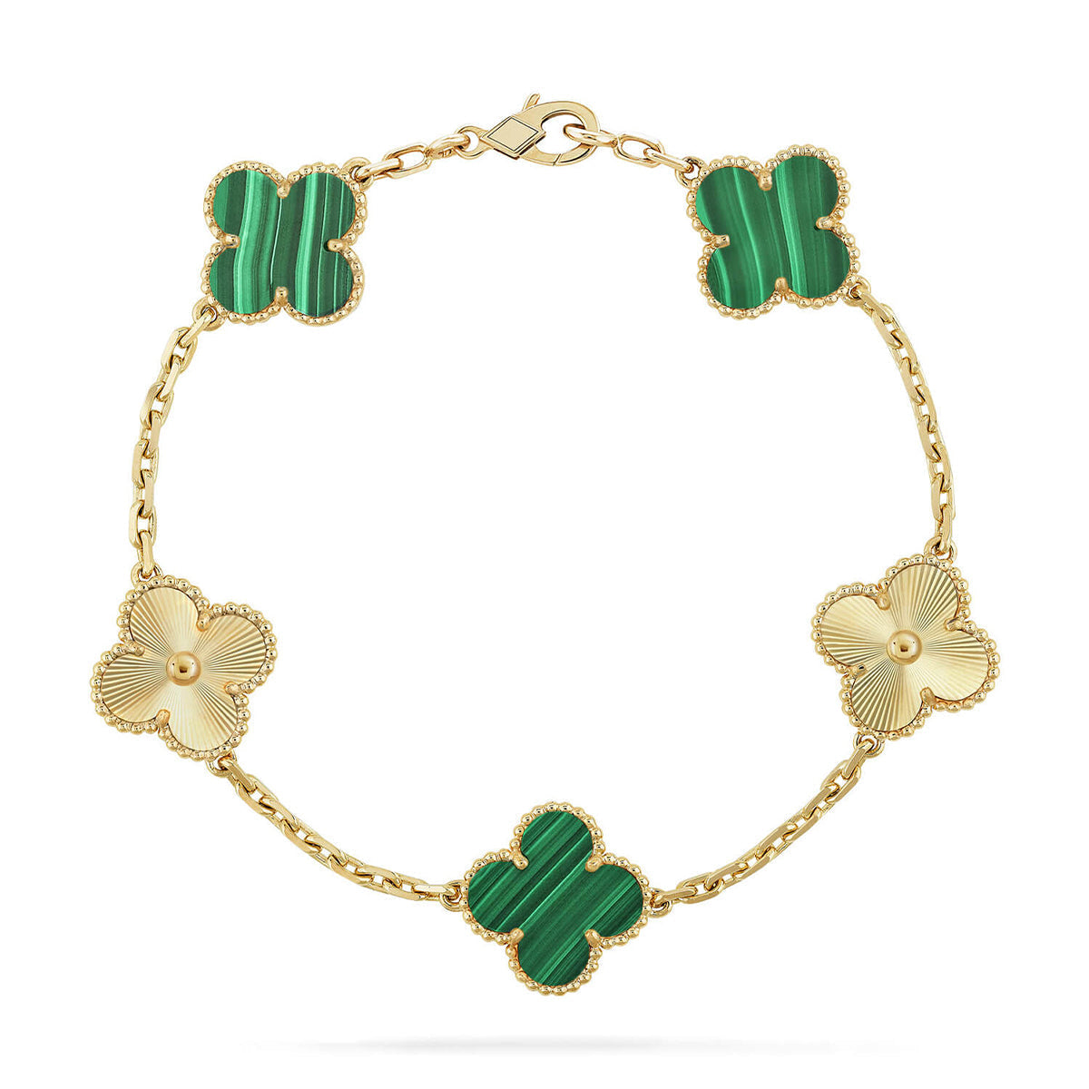 [⭐Glow] CLOVER 5 MOTIF MALACHITE BRACELET COLLECTION