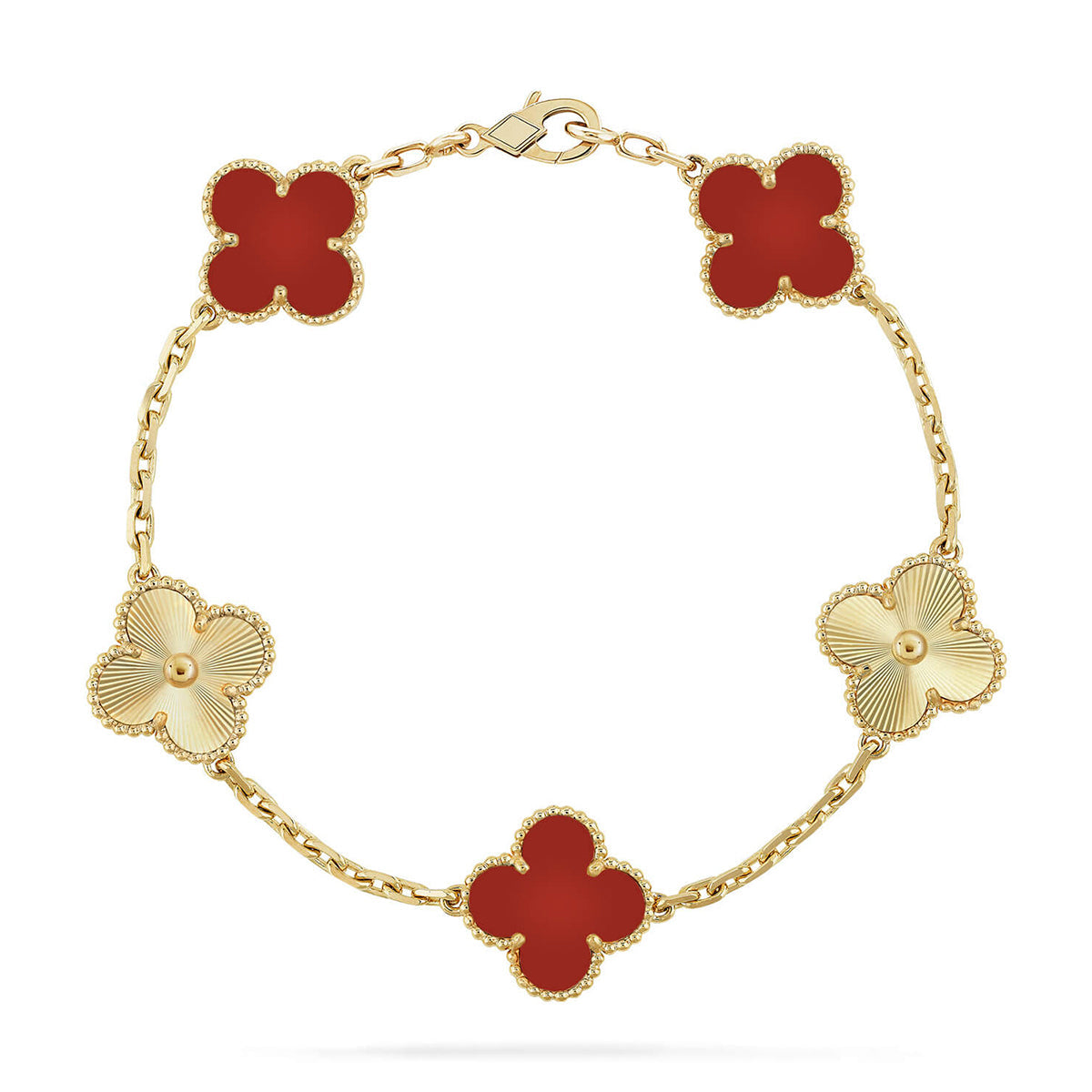 [⭐Glow] CLOVER 5 MOTIF RED CORNELIAN BRACELET COLLECTION