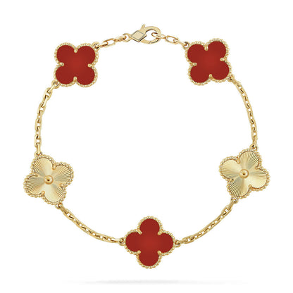 [⭐Glow] CLOVER 5 MOTIF RED CORNELIAN BRACELET COLLECTION