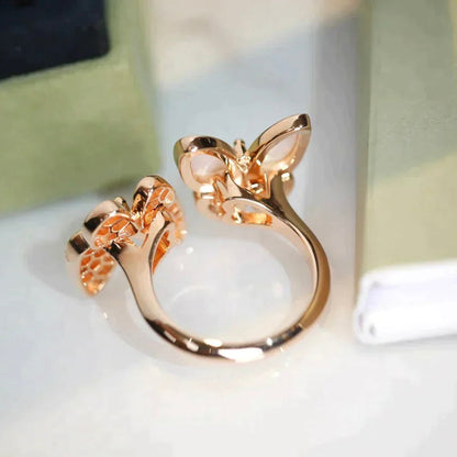 [⭐Glow]TWIN BUTTERFLY DIAMOND MOP RING