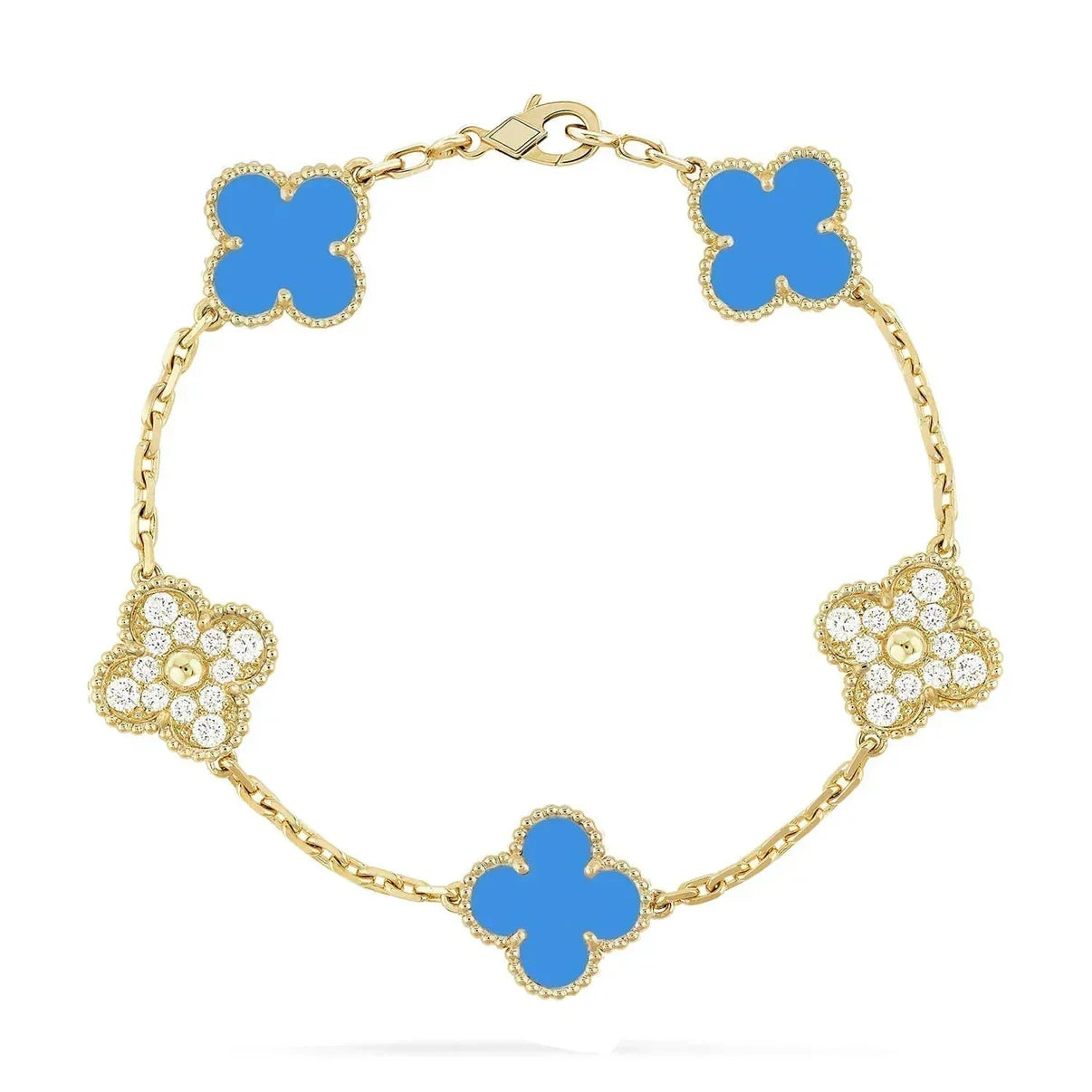 [⭐Glow] CLOVER 5 MOTIF BLUE AGATE BRACELET COLLECTION
