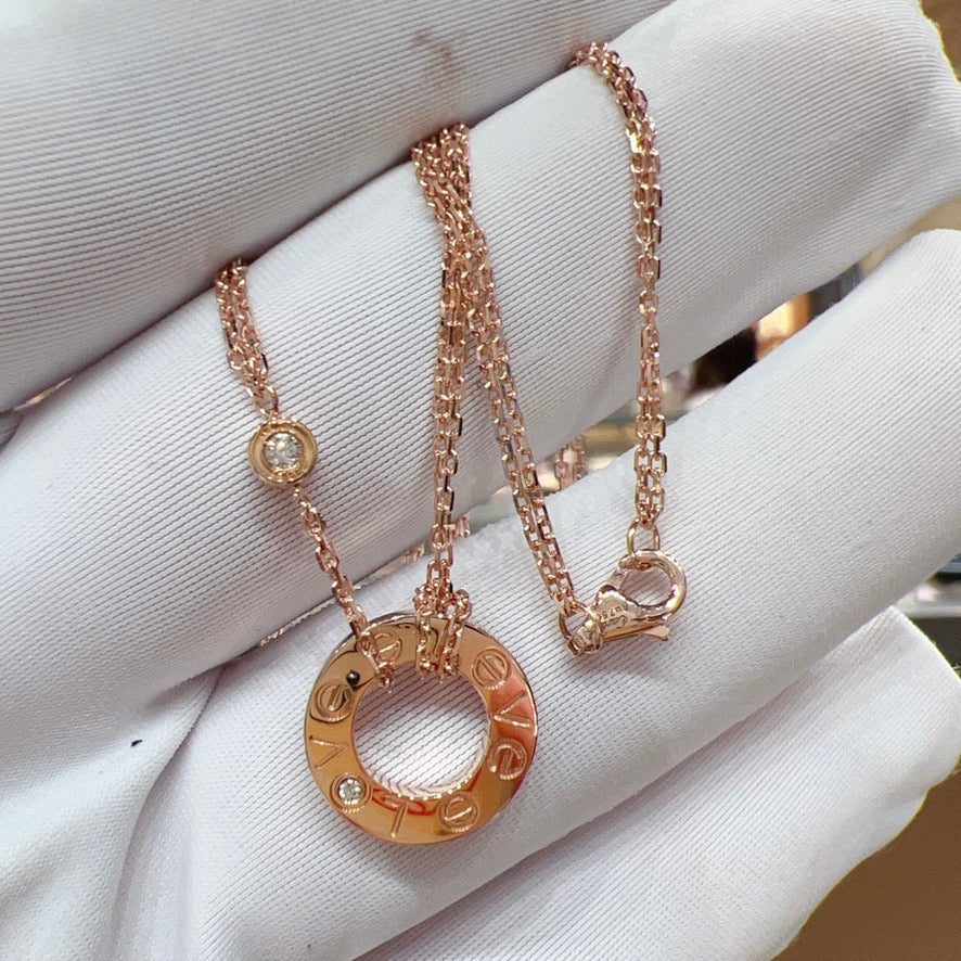[⭐Glow]LOVE NECKLACE 16MM 2 DIAMONDS