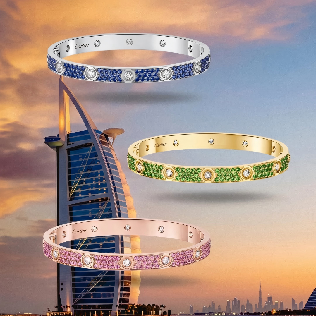 [⭐Glow]2026 PAVE GEMSTONE LOVE BRACELET 6.1MM 10 DIAMONDS