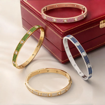 [⭐Glow]2026 PAVE GEMSTONE LOVE BRACELET 6.1MM 10 DIAMONDS