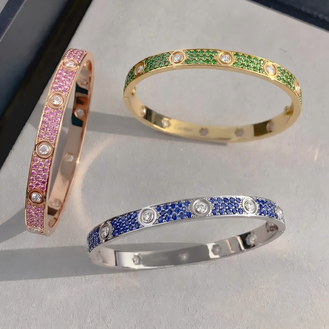 [⭐Glow]2026 PAVE GEMSTONE LOVE BRACELET 6.1MM 10 DIAMONDS