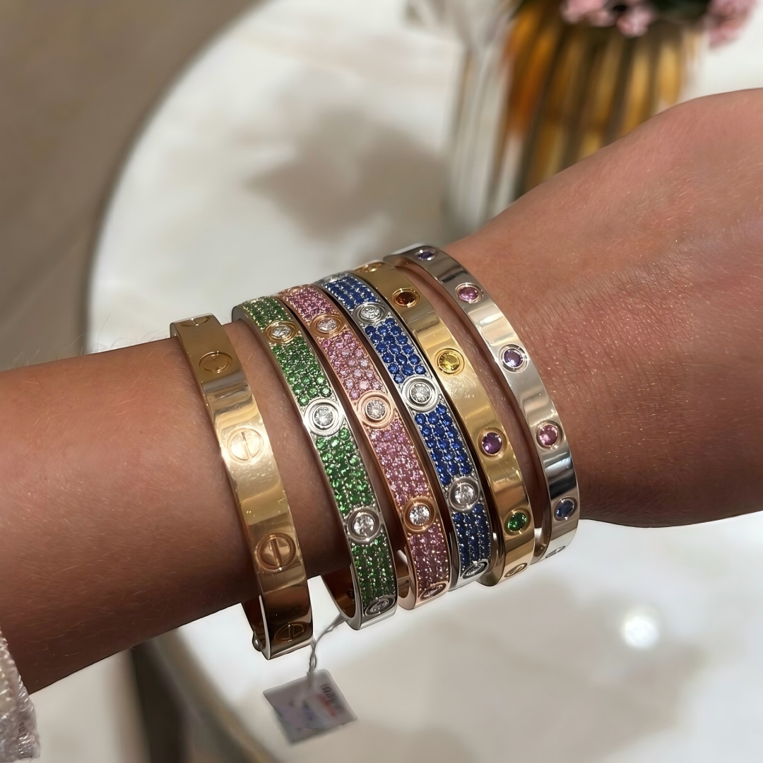 [⭐Glow]2026 PAVE GEMSTONE LOVE BRACELET 6.1MM 10 DIAMONDS