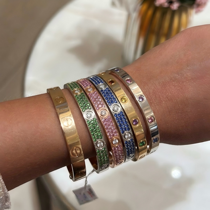 [⭐Glow]2026 PAVE GEMSTONE LOVE BRACELET 6.1MM 10 DIAMONDS