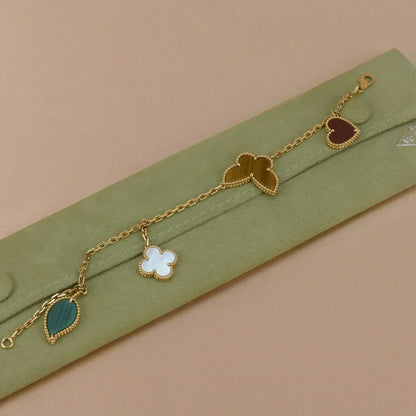 [⭐Glow]LUCKY SPRING 5 MOTIF GOLD BRACELET