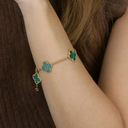 [⭐Glow] CLOVER 5 MOTIF MALACHITE BRACELET COLLECTION