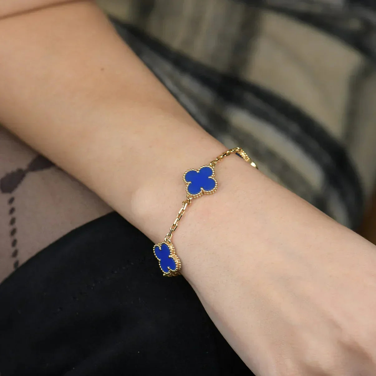 [⭐Glow] CLOVER 5 MOTIF BLUE AGATE BRACELET COLLECTION