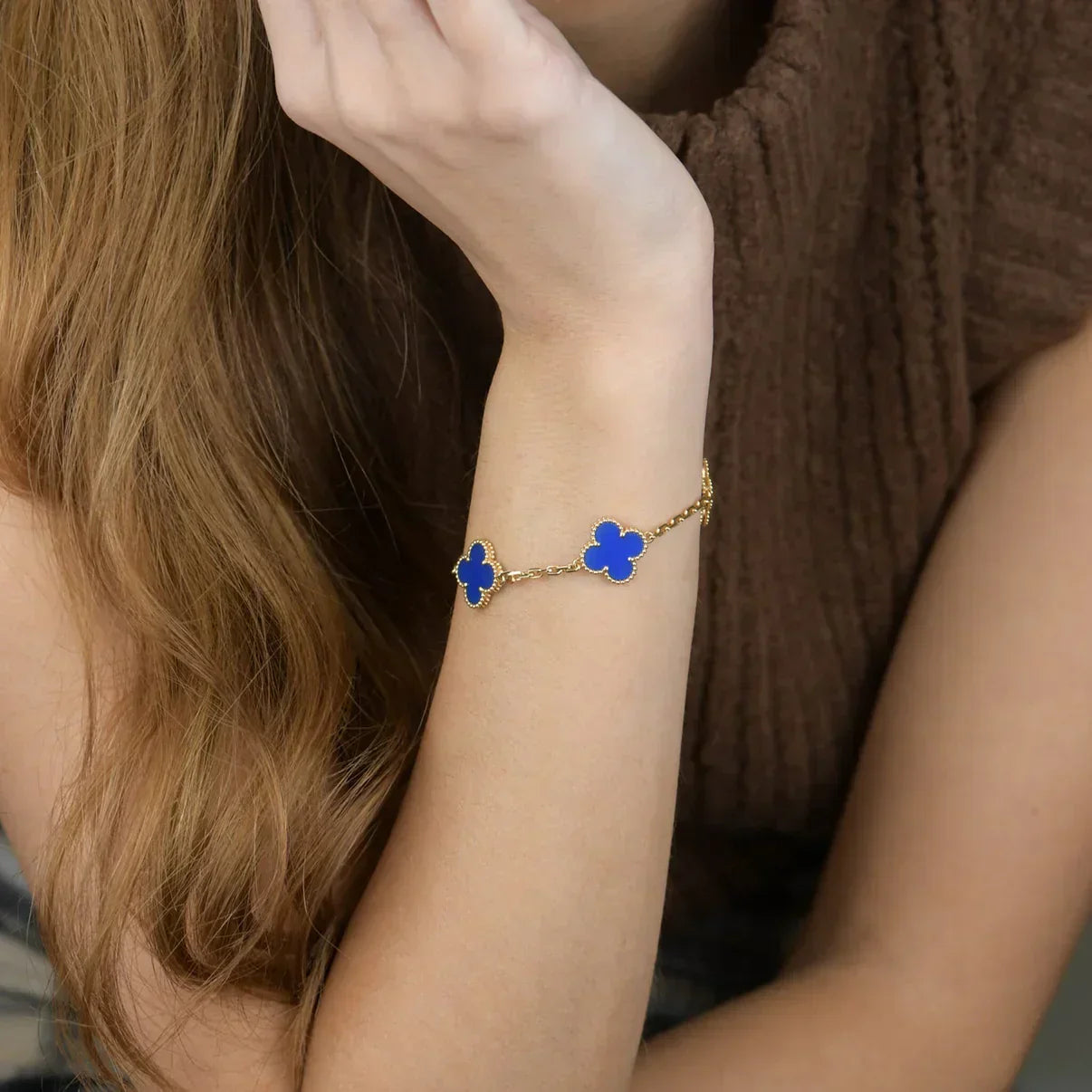 [⭐Glow] CLOVER 5 MOTIF BLUE AGATE BRACELET COLLECTION