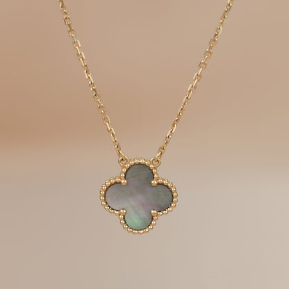 [⭐Glow]CLOVER 15MM  GRAY MOTHER OF PEARL NECKLACE