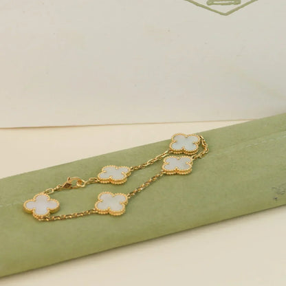 [⭐Glow]CLOVER WHITE PEARL MOP 5 MOTIF BRACELET COLLECTION