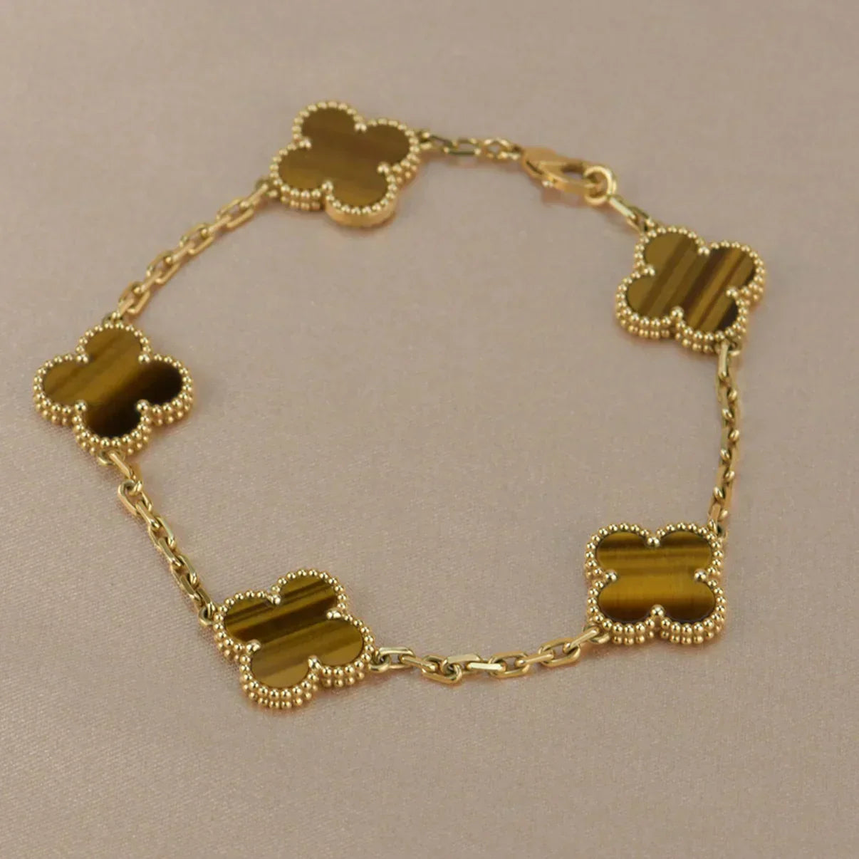 [⭐Glow] CLOVER 5 MOTIFS TIGER EYE BRACELET COLLECTION