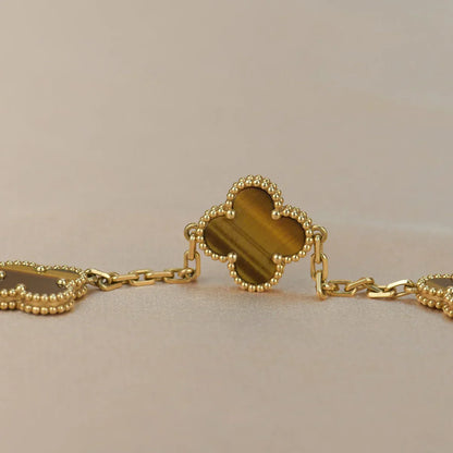 [⭐Glow] CLOVER 5 MOTIFS TIGER EYE BRACELET COLLECTION