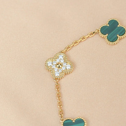 [⭐Glow] CLOVER 5 MOTIF MALACHITE BRACELET COLLECTION