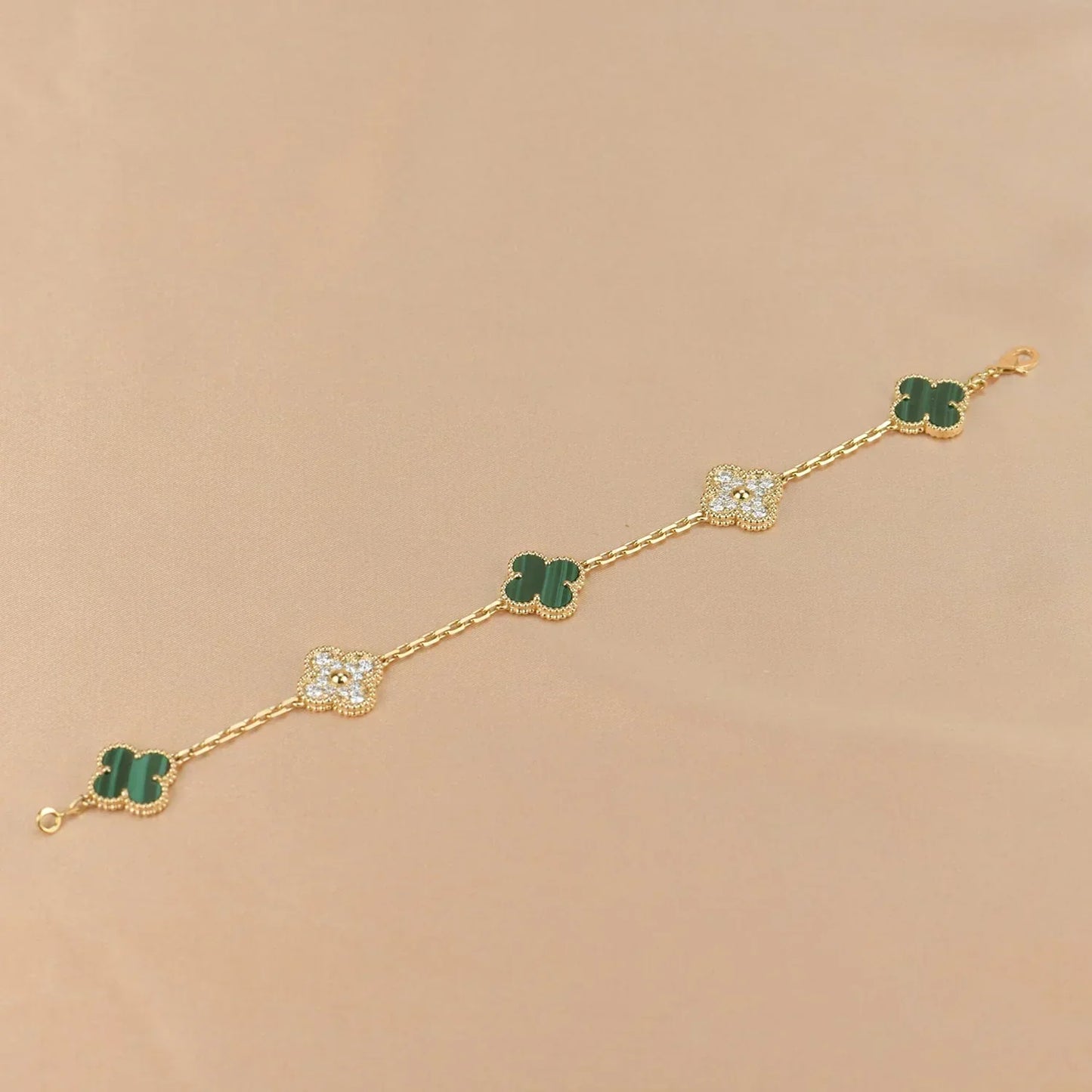 [⭐Glow] CLOVER 5 MOTIF MALACHITE BRACELET COLLECTION
