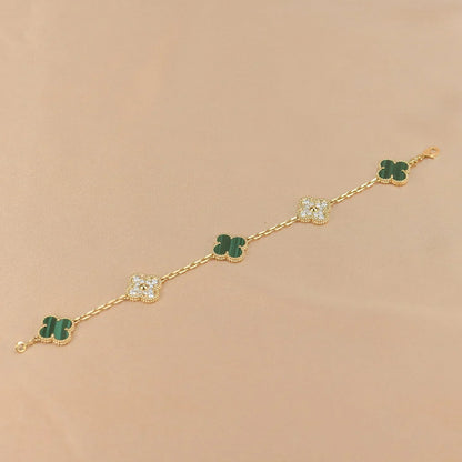 [⭐Glow] CLOVER 5 MOTIF MALACHITE BRACELET COLLECTION