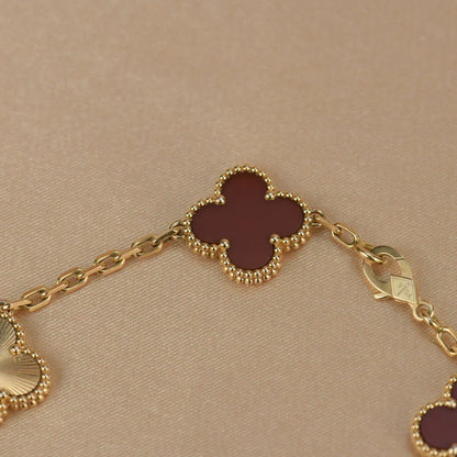 [⭐Glow] CLOVER 5 MOTIF RED CORNELIAN BRACELET COLLECTION