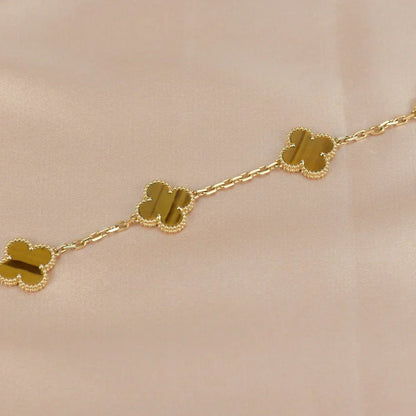 [⭐Glow] CLOVER 5 MOTIFS TIGER EYE BRACELET COLLECTION