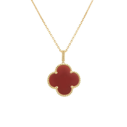 [⭐Glow]CLOVER 25MM NECKLACE GOLD CARNELIAN