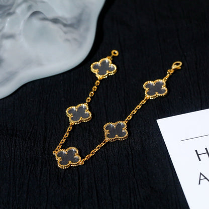 [⭐Glow]CLOVER 5 MOTIF ROCK CRYSTAL BRACELET