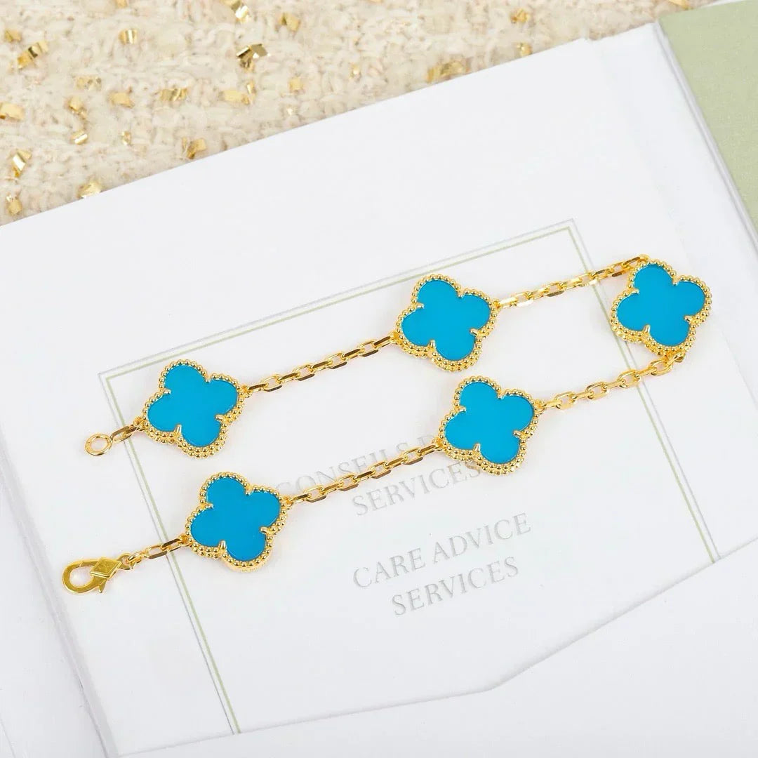 [⭐Glow] CLOVER 5 MOTIF TURQUOISE BRACELET COLLECTION
