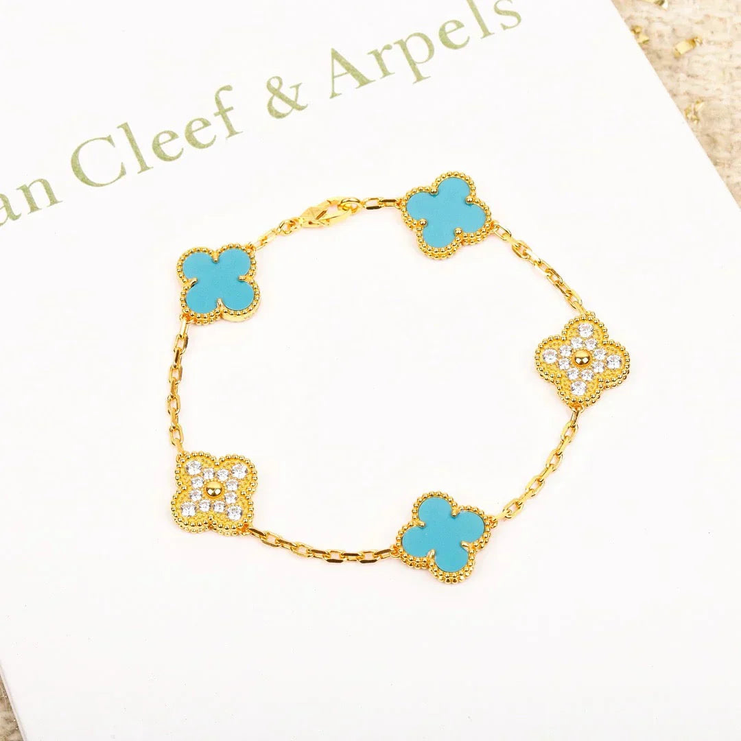 [⭐Glow] CLOVER 5 MOTIF TURQUOISE BRACELET COLLECTION