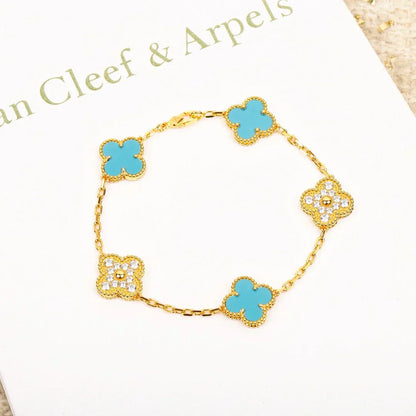 [⭐Glow] CLOVER 5 MOTIF TURQUOISE BRACELET COLLECTION