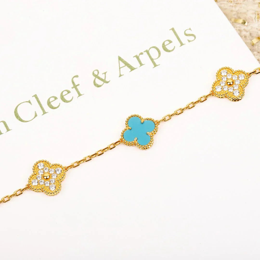 [⭐Glow] CLOVER 5 MOTIF TURQUOISE BRACELET COLLECTION