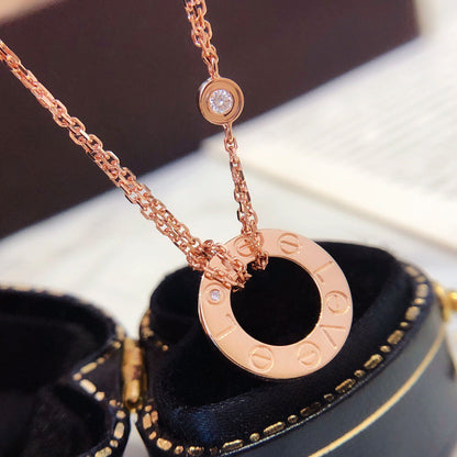 [⭐Glow]LOVE NECKLACE 16MM 2 DIAMONDS