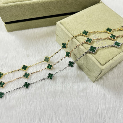 [⭐Glow]CLOVER 6 MOTIF MALACHITE BRACELET