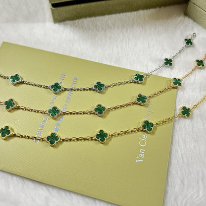 [⭐Glow]CLOVER 6 MOTIF MALACHITE BRACELET