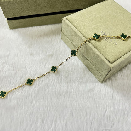 [⭐Glow]CLOVER 6 MOTIF MALACHITE BRACELET