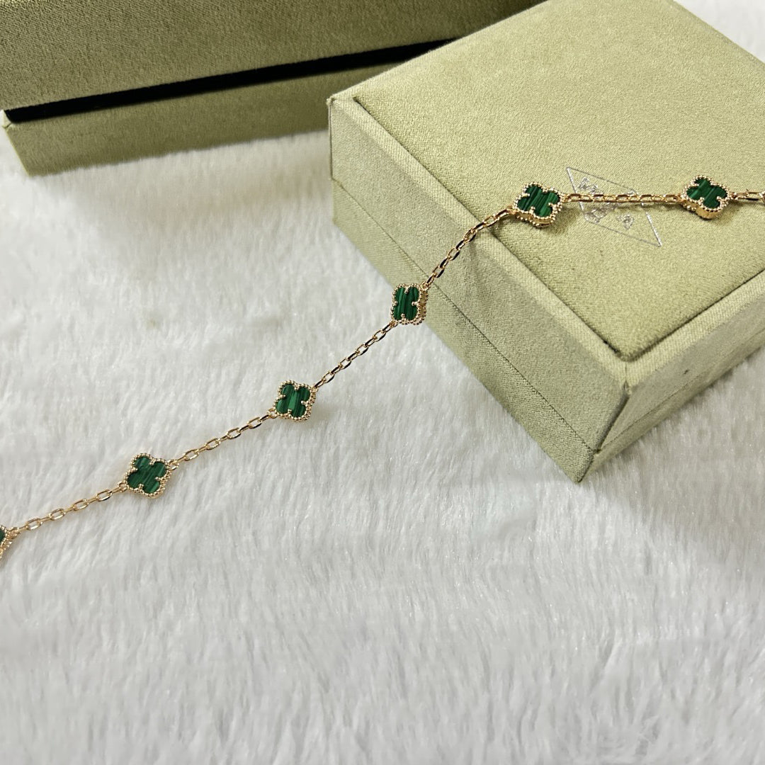 [⭐Glow]CLOVER 6 MOTIF MALACHITE BRACELET