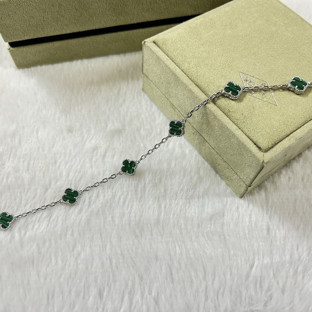 [⭐Glow]CLOVER 6 MOTIF MALACHITE BRACELET