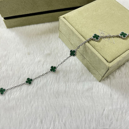 [⭐Glow]CLOVER 6 MOTIF MALACHITE BRACELET