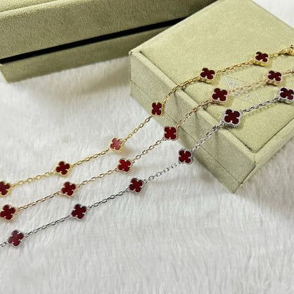 [⭐Glow]CLOVER 6 MOTIF RED AGATE BRACELET