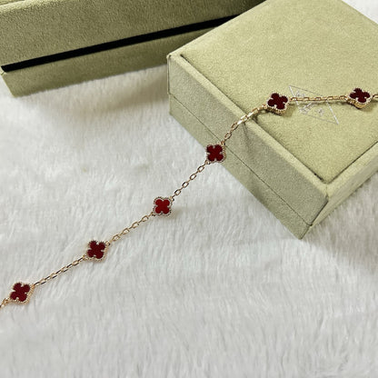 [⭐Glow]CLOVER 6 MOTIF RED AGATE BRACELET