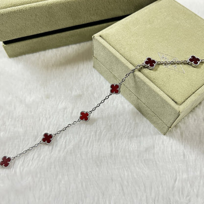 [⭐Glow]CLOVER 6 MOTIF RED AGATE BRACELET