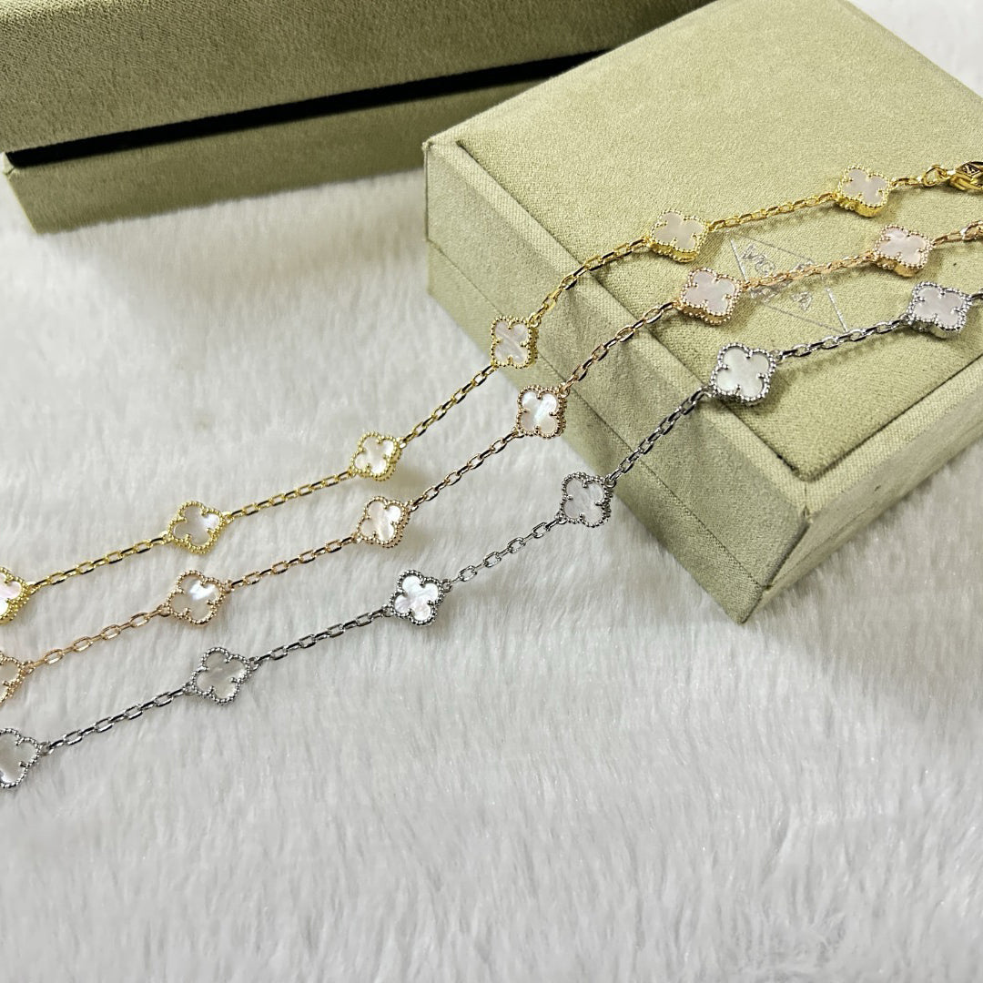 [⭐Glow]CLOVER 6 MOTIF WHITE MOP BRACELET
