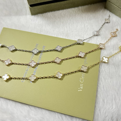 [⭐Glow]CLOVER 6 MOTIF WHITE MOP BRACELET