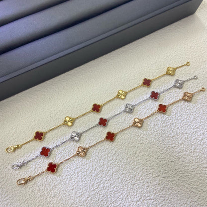 [⭐Glow]CLOVER 6 MOTIF RED AGATE LASER BRACELET