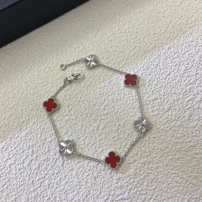 [⭐Glow]CLOVER 6 MOTIF RED AGATE LASER BRACELET